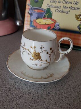 Antique Limoges Demitasse Cup & Saucer Red Elite Mark 1896 - 1900 Rare